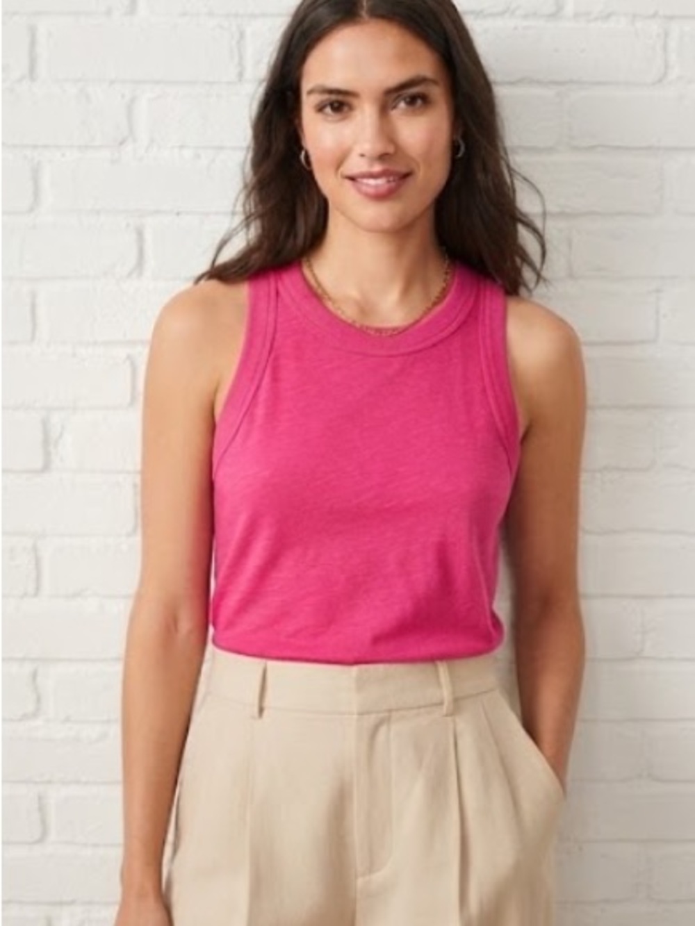 NWT J.Crew High-Neck Tank Fuchsia/Bright Pink | Size M